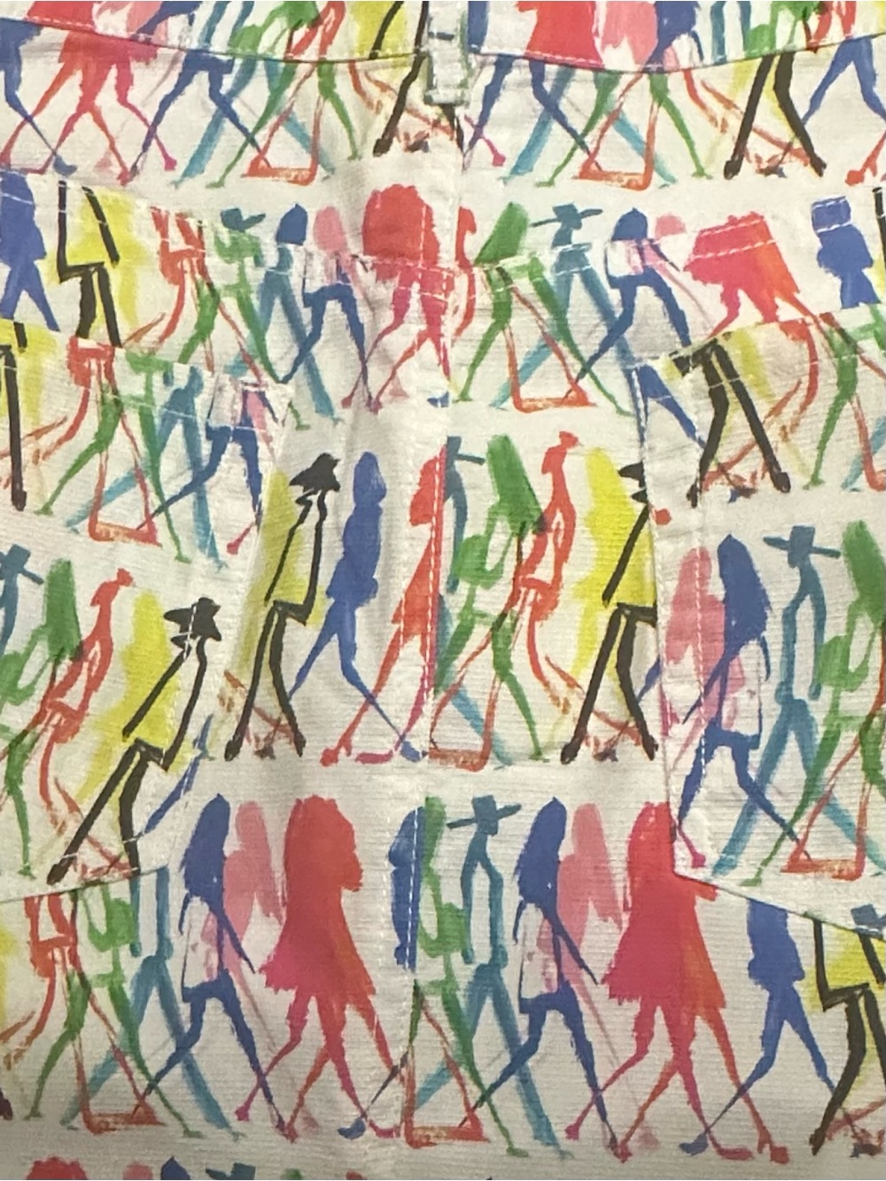 Weekend Max Mara White Mini Skirt with Multicolor Silhouette Print